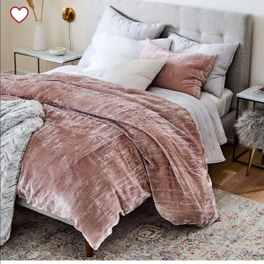 West Elm Dusty Rose Velvet Duvet Cover